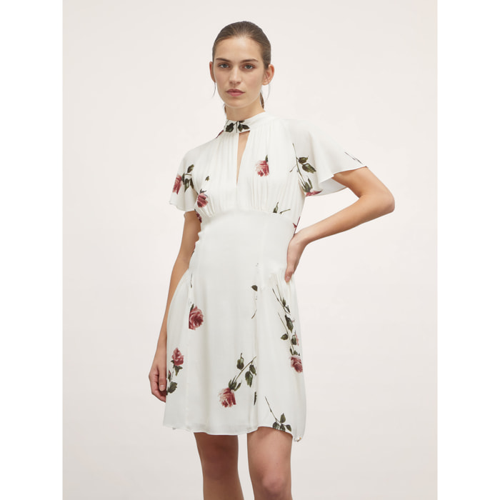 Motivi - Vestido corto con estampado floral - Blanco