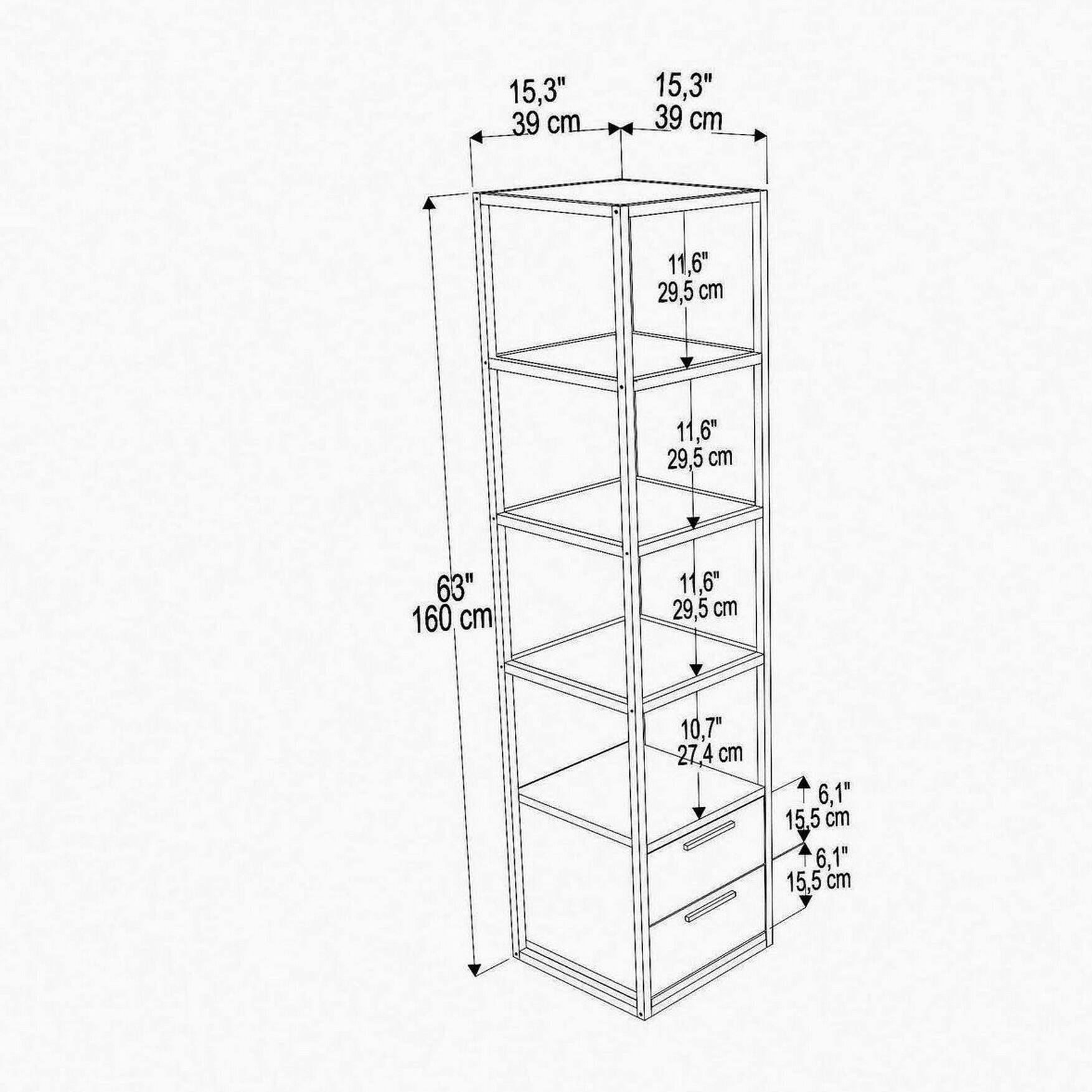 Libreria Dfogliat, Scaffale da ufficio, Mobile portalibri, Biblioteca, 39x39h169 cm, Nero e Antracite