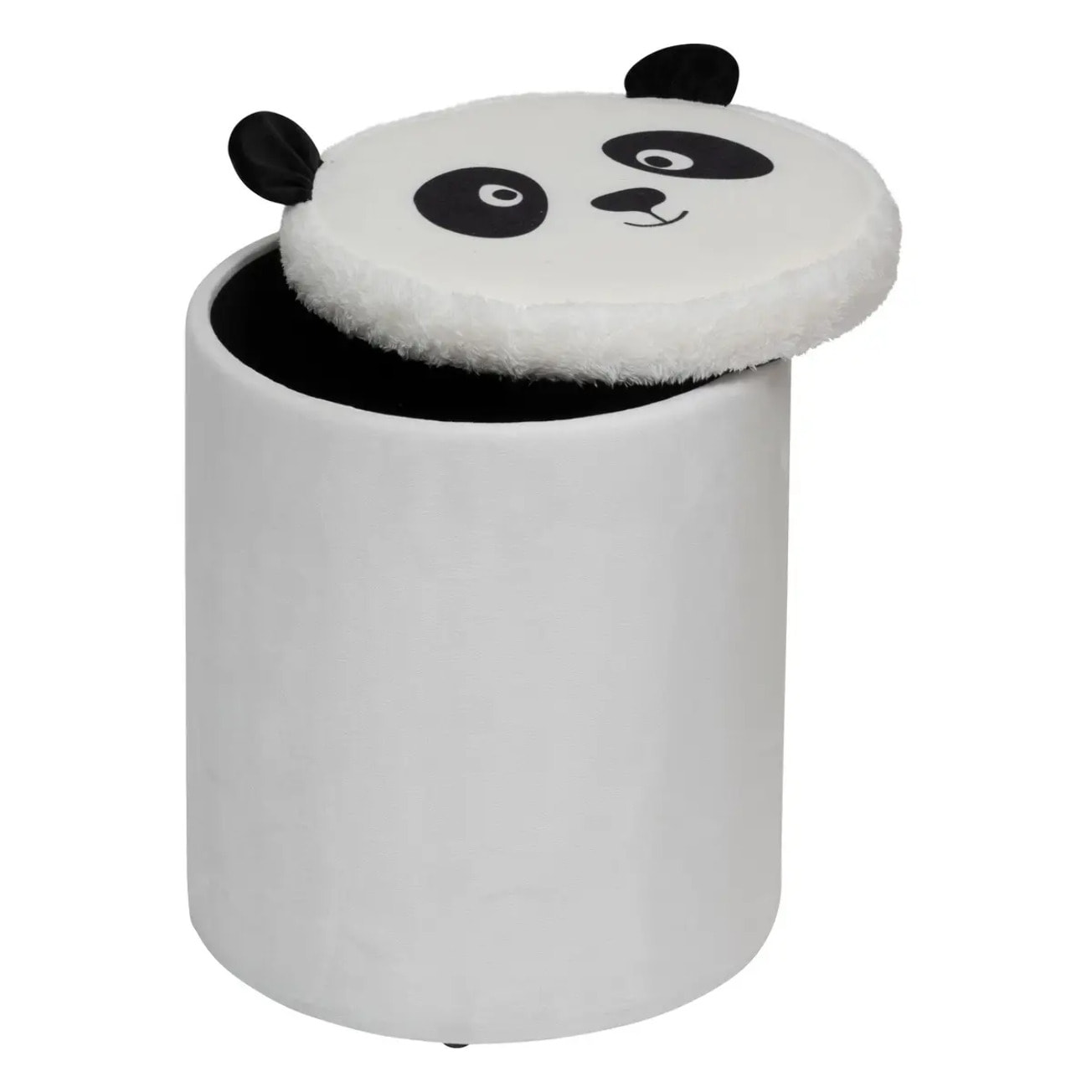 Pouf-coffre enfant panda pliant "Andy" noir & blanc D30x36cm