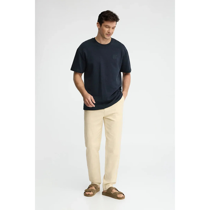 Camiseta azul marino con microestructura y parche Polo Club