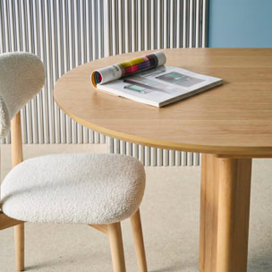 Table à manger oblongue extensible bois d'hévéa et placage chêne 6-8 places ALBANE