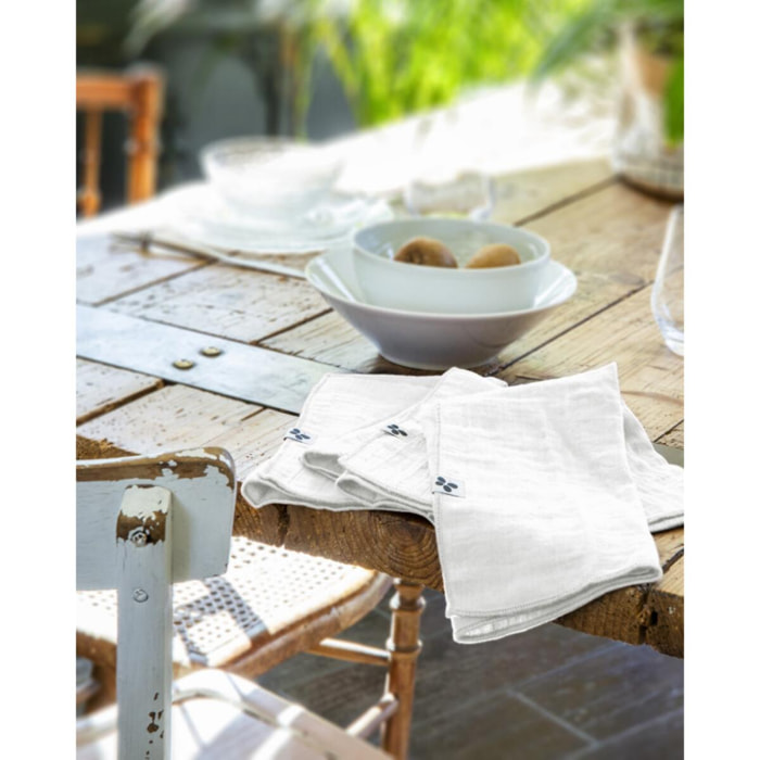 Lot de 3 serviettes de table ''Gaïa'' 40 x 40 cm ''Gaze de Coton'' - Gaïa Chantilly