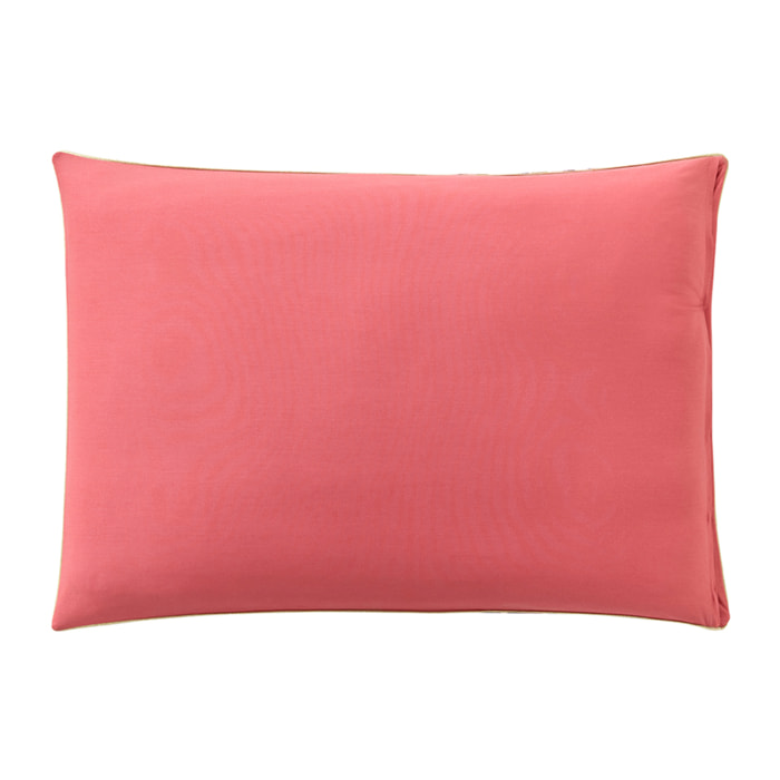 Taie d'oreiller imprimée en percale de coton, LEAVES, Rose foncé