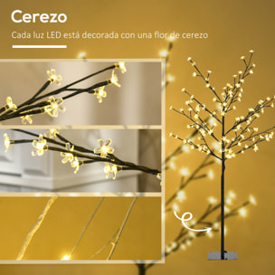 Luz de Árbol de Cerezo con 120 Luces LED IP44 Blanco Cálido Lámpara Decorativa de Flor de Cerezo con Ramas Flexibles para Salón Fiestas Interiores 17x17x120 cm Negro