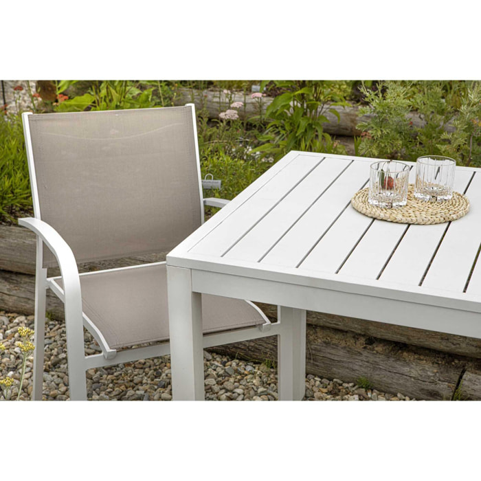 Tavolo Sullivan Vacchetti in alluminio bianco rettangolare cm70x53h75