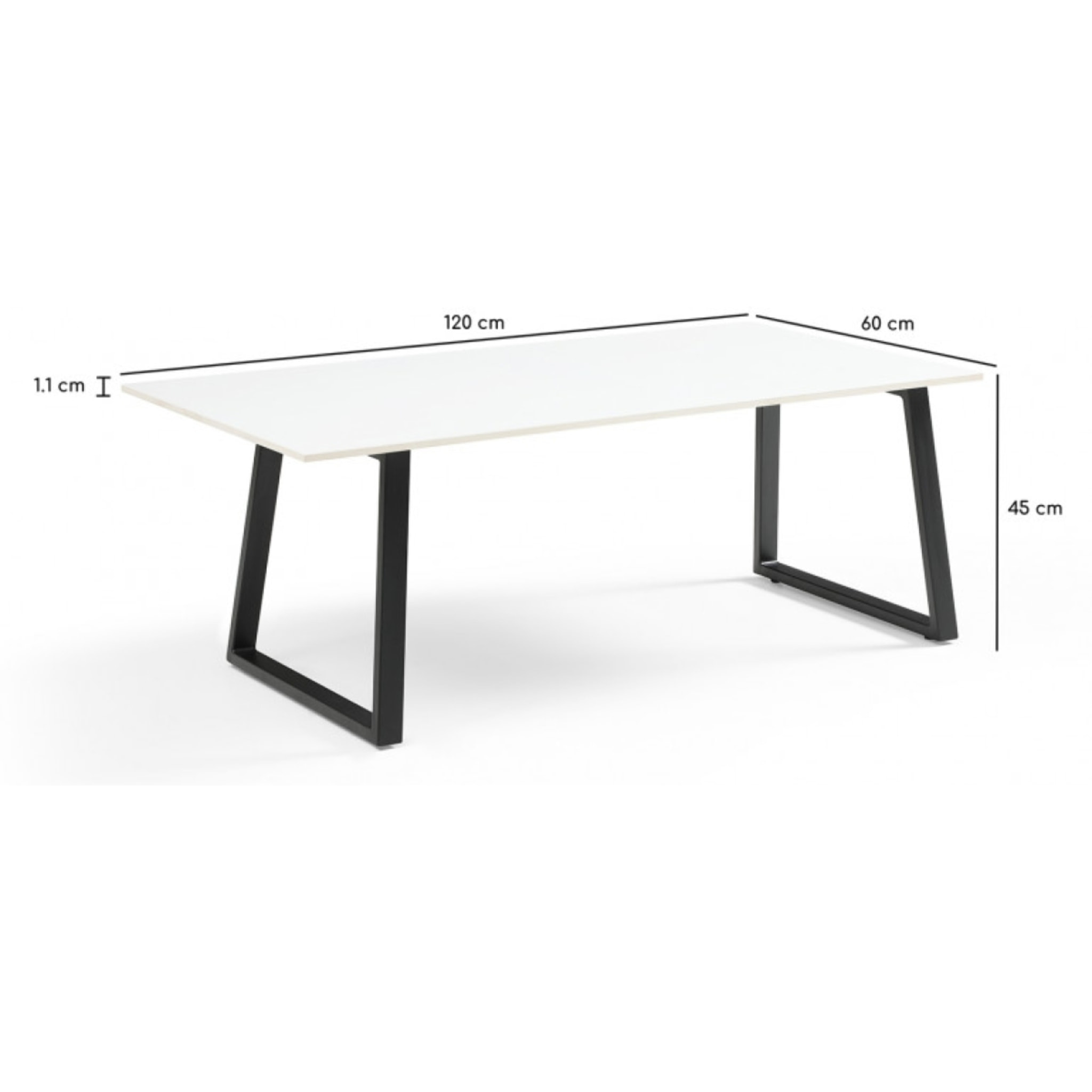 Table basse en céramique 120x60cm blanc pure - 7 piètements - UNIK