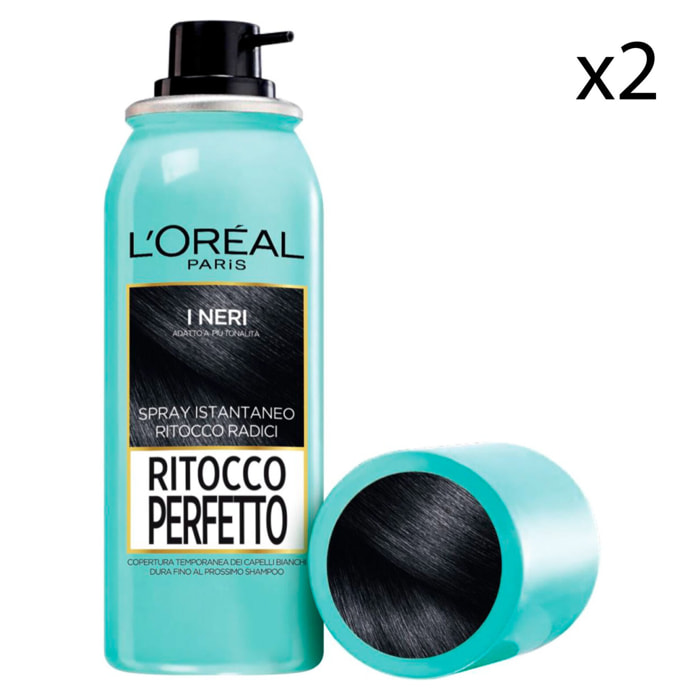 2x Spray Nero per Capelli Bianchi Colore Ritocco Perfetto