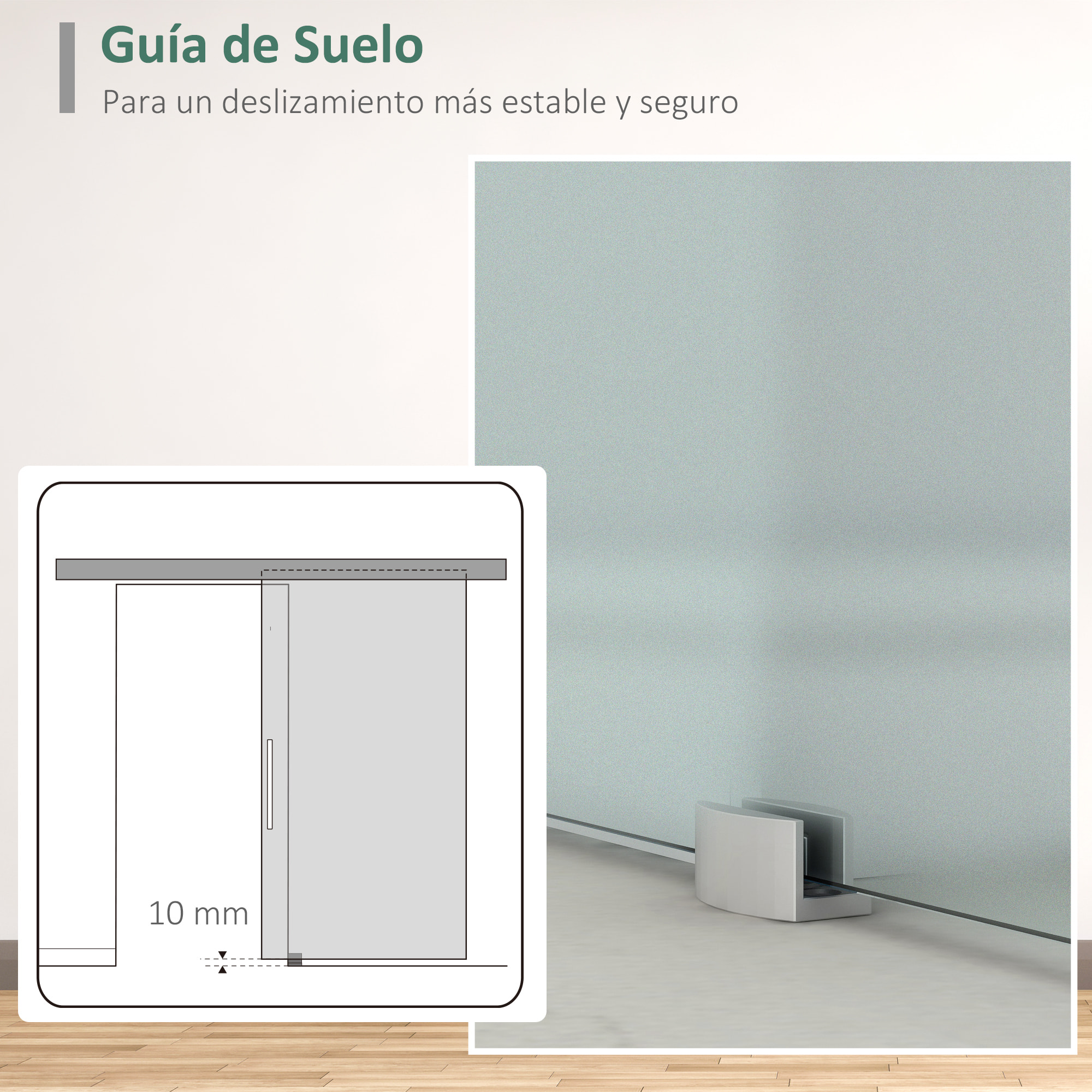 Puerta Corredera 90x205 cm Puerta Corrediza de Cristal con Riel Silenciosa para Sala de Estar Comedor Translúcido