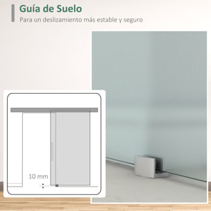 Puerta Corredera 90x205 cm Puerta Corrediza de Cristal con Riel Silenciosa para Sala de Estar Comedor Translúcido