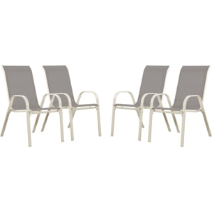 Fauteuil jardin Textilène "Cordoba" - Phoenix - Gris clair - Lot de 4