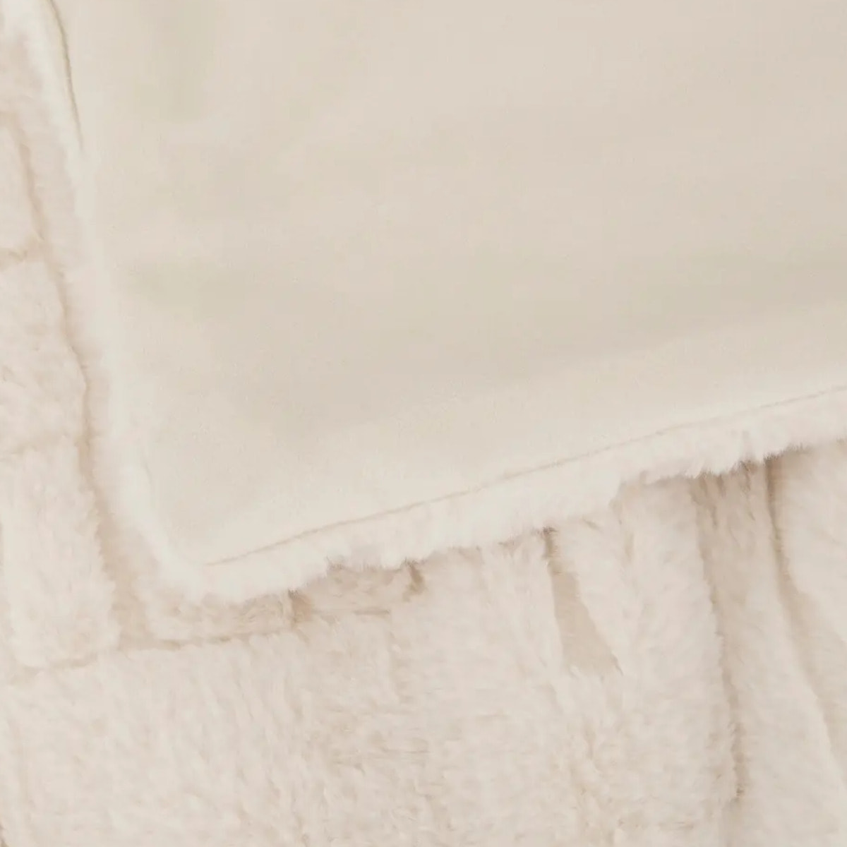 Plaid fausse fourrure jacquard Arka ivoire 230x180cm