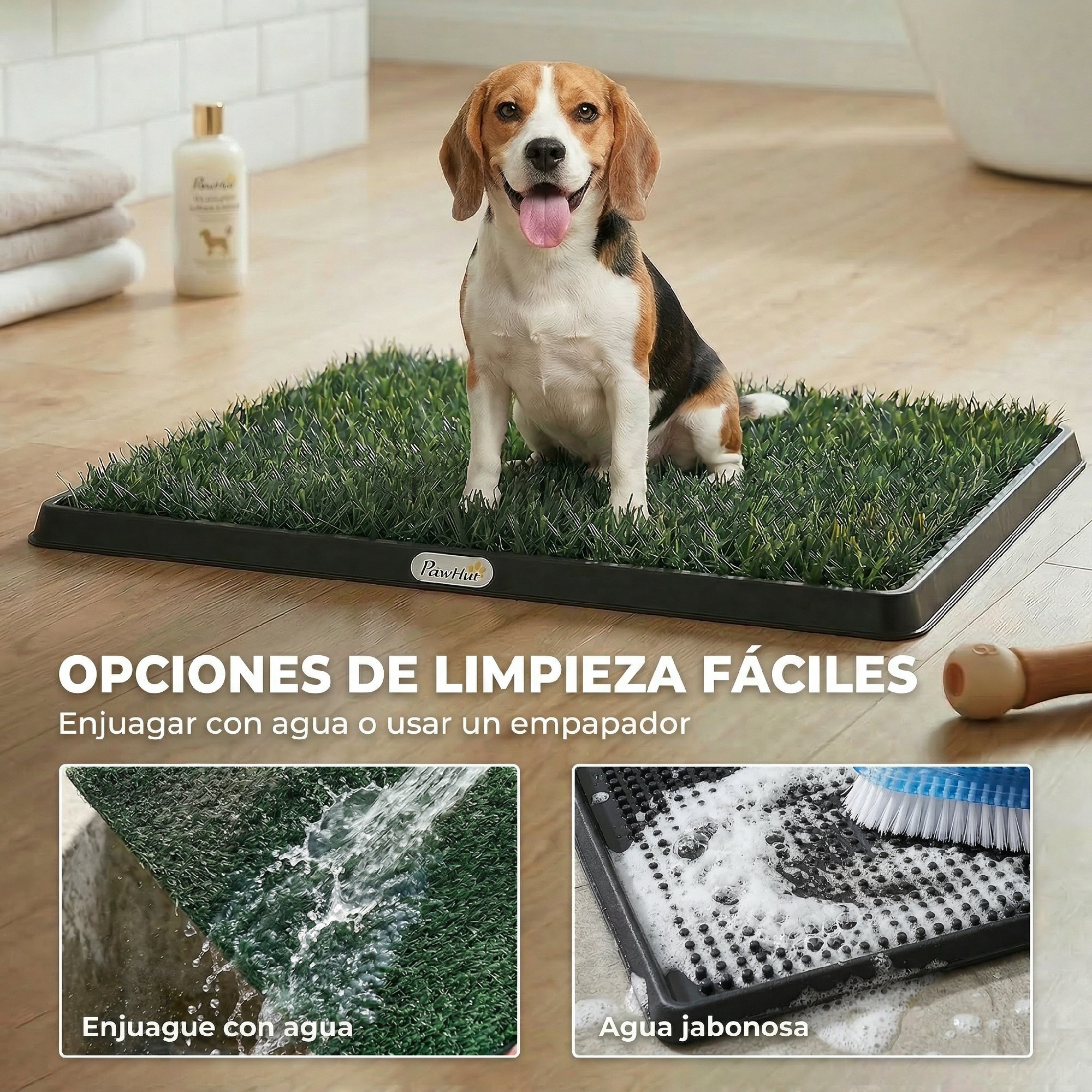 Inodoro para Perros con Césped Artificial, 76x50,5 cm, Bandeja Sanitaria para Perros para Entrenamiento, con Rejilla de Drenaje, Diseño de 3 Capas y Fácil de Limpiar, Interior y Exterior, Verde