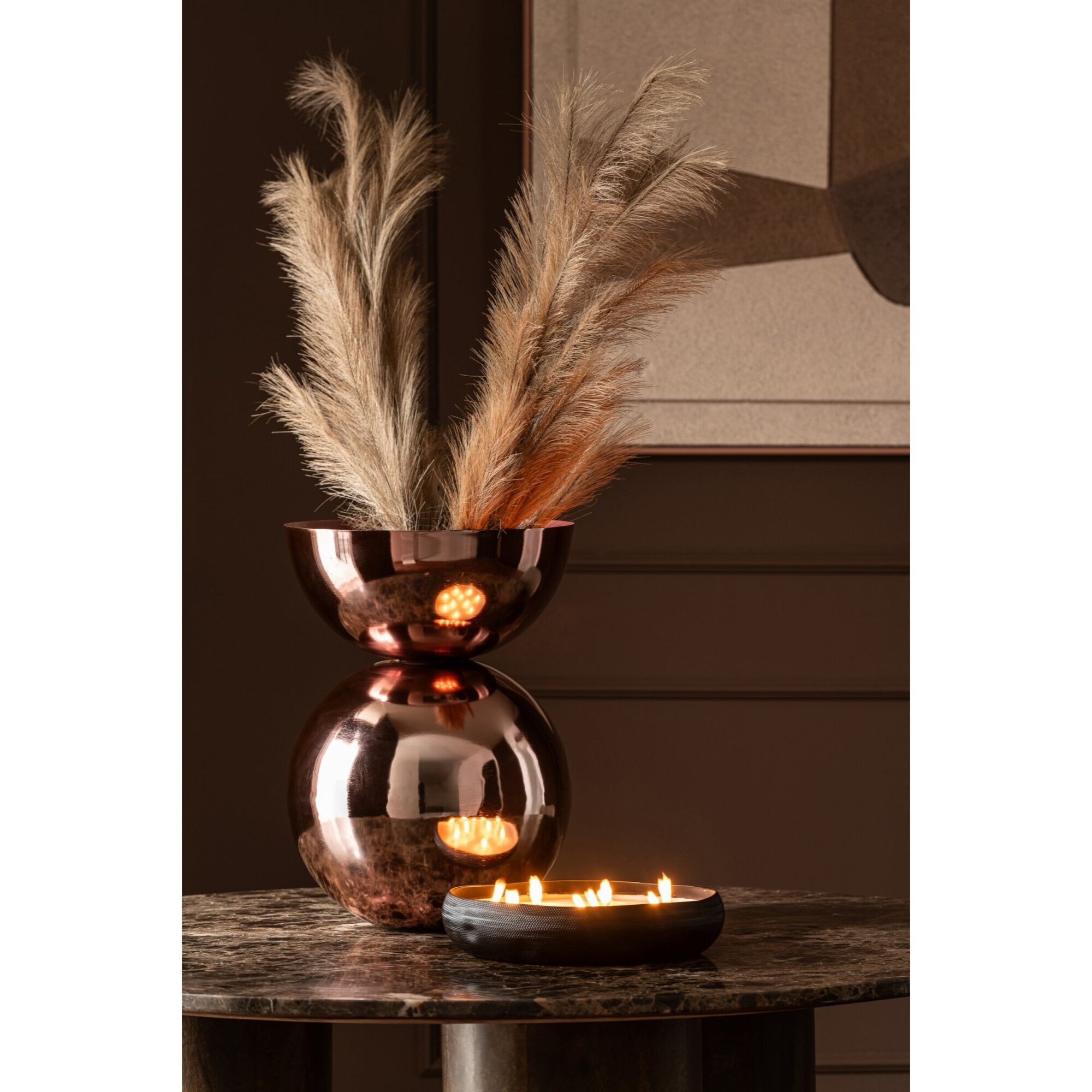 J-Line Vase brillant rond - métal - cuivre - small