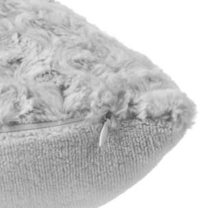 Coussin fourrure bouclé gris - 45x45 cm