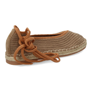 Alpargata plana mujer tejido flexible con cordones