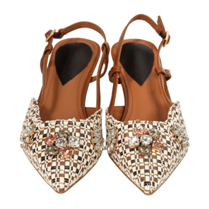 Decolletè con applicazione gioiello- tacco 4,5 cm