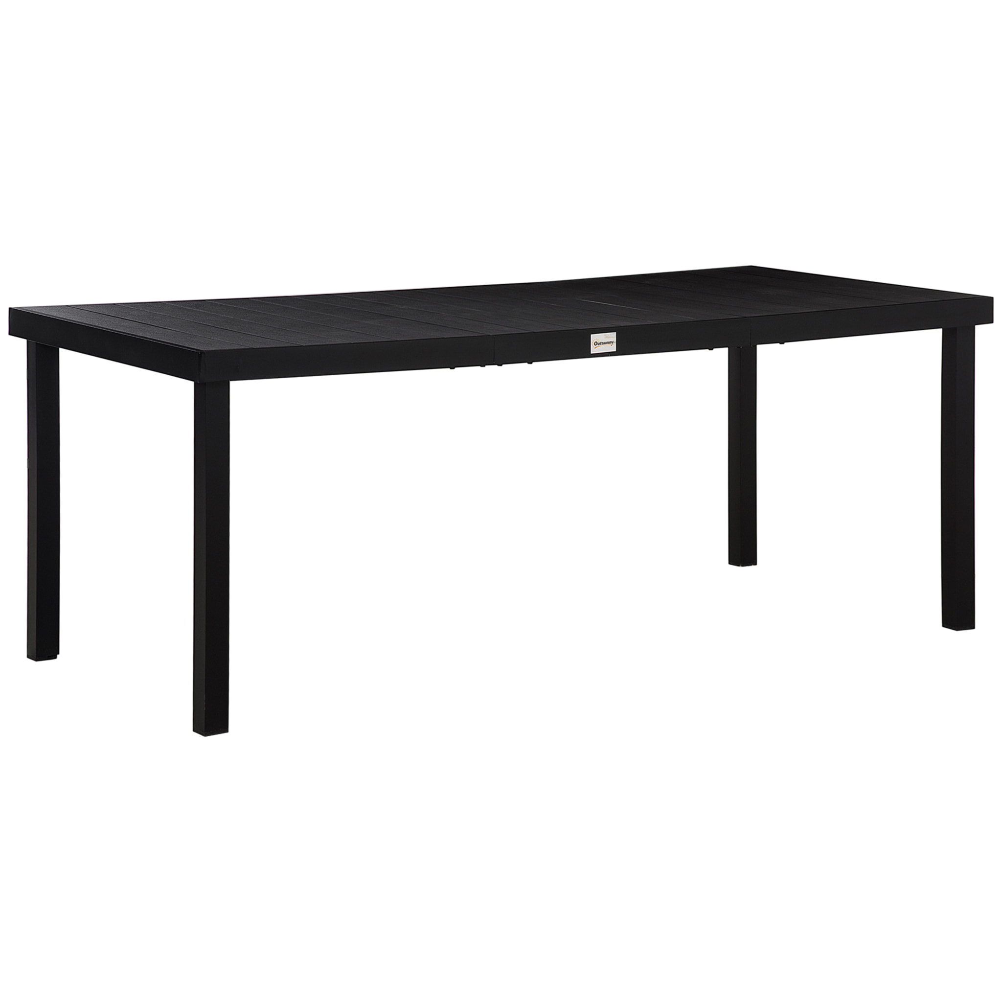 Mesa de Jardín de Aluminio Rectangular para 8 Personas Mesa de Comedor Exterior 190x90x74 cm con Encimera de Listones para Terraza Balcón Negro