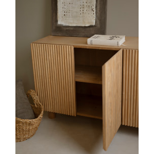 Aparador de madera de abeto y pino en tono roble medio 152x42cm Alto: 71 Largo: 152 Ancho: 42