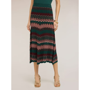 Motivi - Gonna in maglia fantasia chevron - Verde