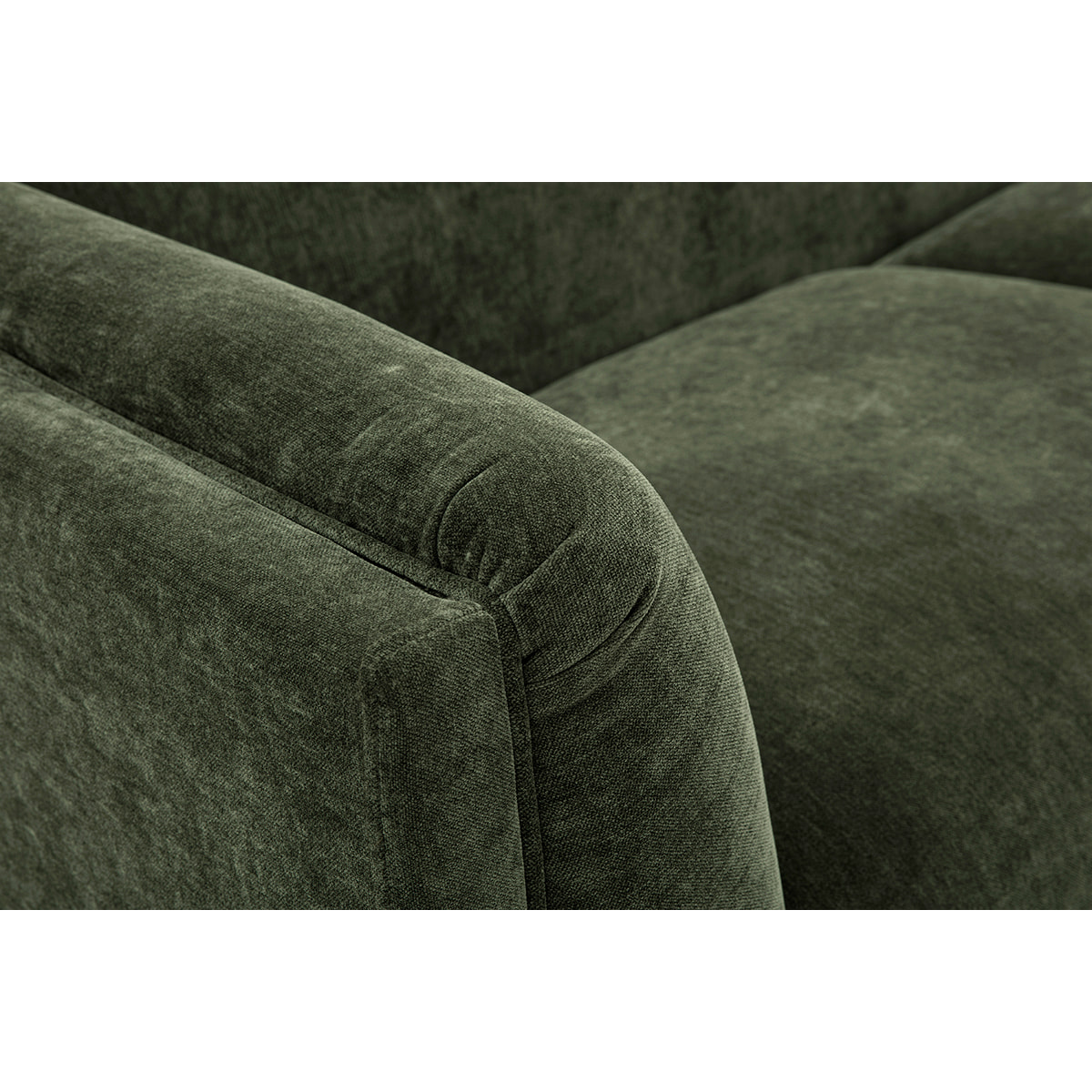Canapé design 3 places en tissu effet velours vert kaki HOSBO
