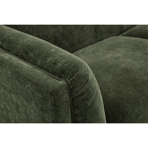Canapé design 3 places en tissu effet velours vert kaki HOSBO