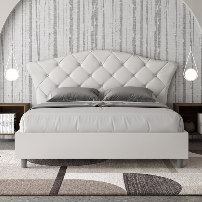 Letto matrimoniale senza rete imbottito 160x210 similpelle bianco Langre