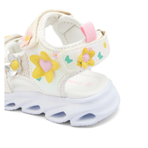 Sandalias de Luces Multi  de Niña Diseño Floral con Cierre Adherente