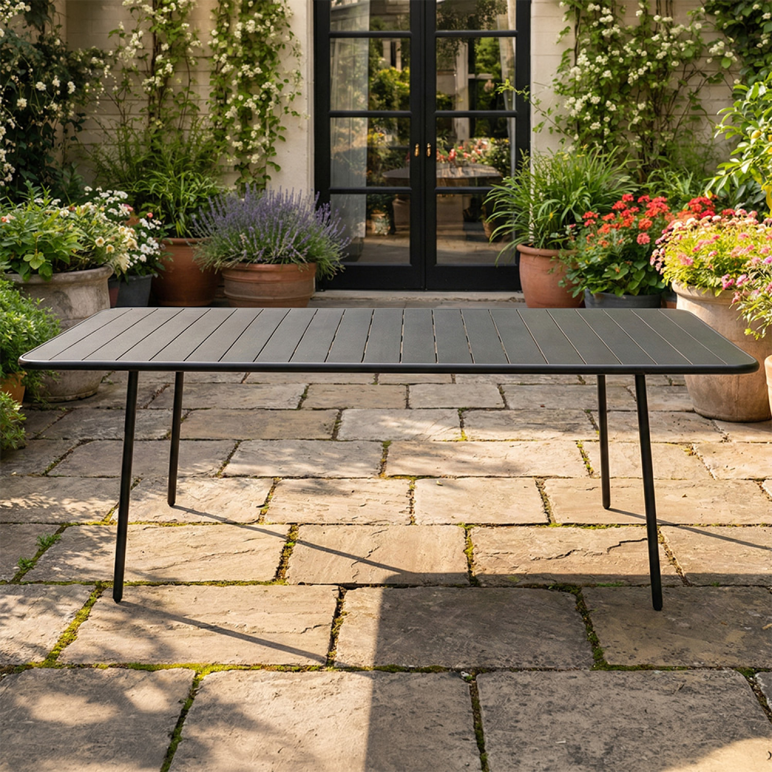 EVORA Table de jardin 8/10 places 200cm gris foncé