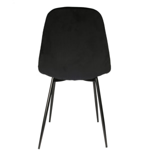 Chaise Velours Cotele Giulia Noir - Lot De 4