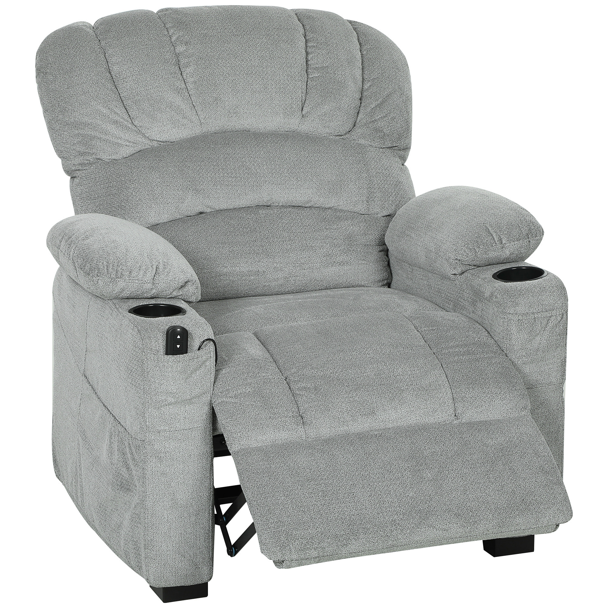 Sillón Relax Reclinable Eléctrico, Sillón Reclinable Silencioso de Terciopelo con Función Memoria, Reposapiés, Mando a Distancia, Bolsillos, Puerto USB, Portavasos, Respaldo Concha