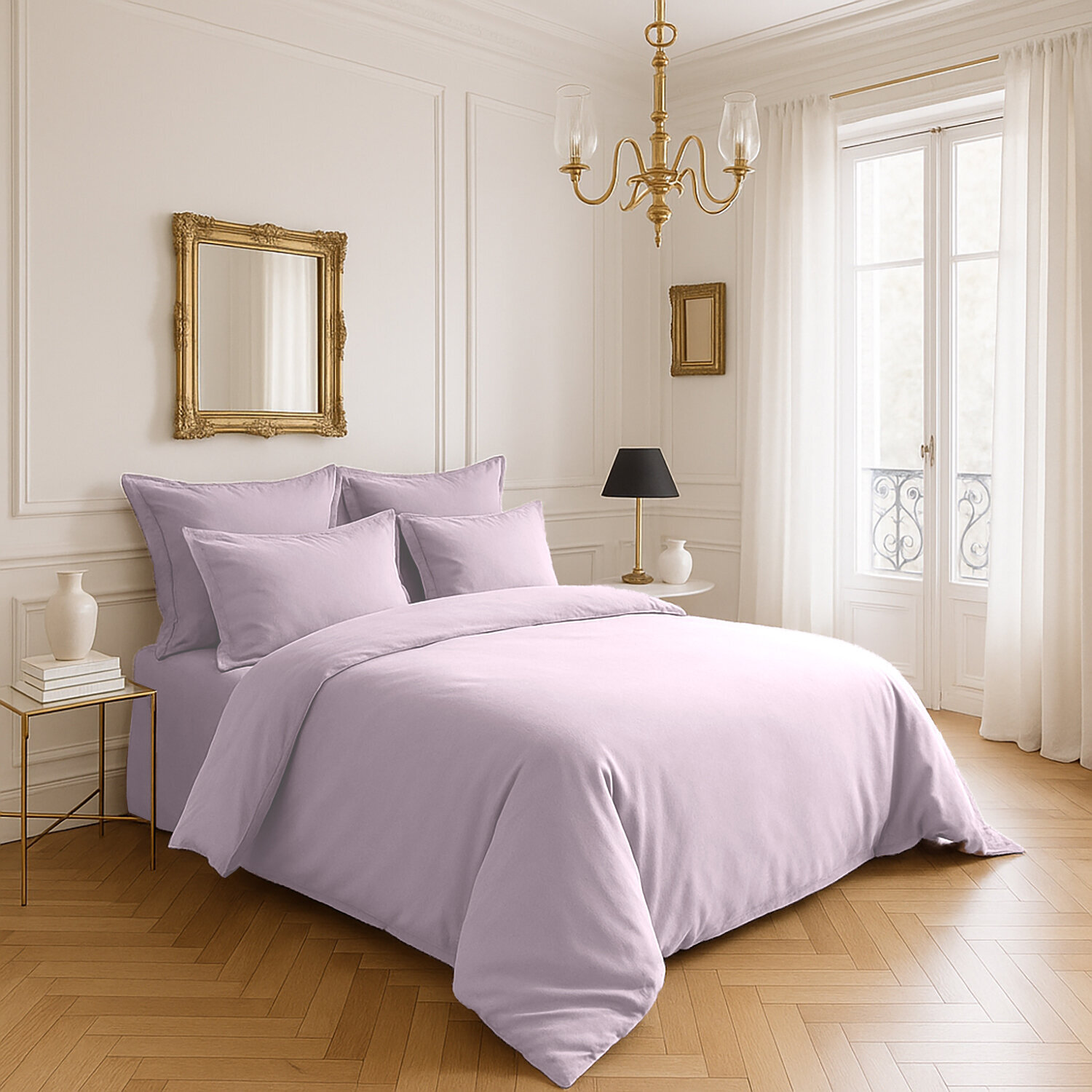 Drap Housse - Bonnet:30cm 100% Satin De Coton lavé 105 Fils Tourterelle