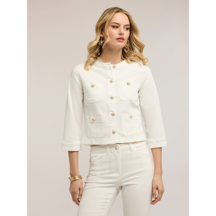 Motivi - Chaqueta en drill mezcla de algodón - Blanco