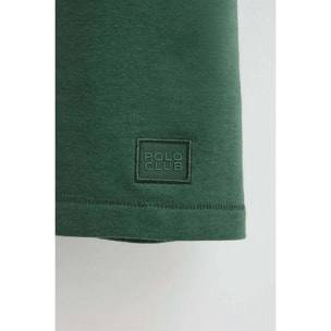 Camiseta verde botella de cuello redondo con parche Polo Club