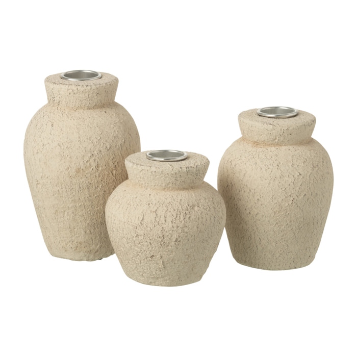 J-Line bougeoir - ciment - beige - large