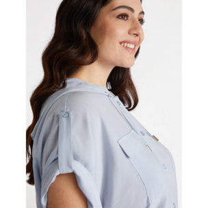 Fiorella Rubino - Camisa de rayas con capucha - Light - blue