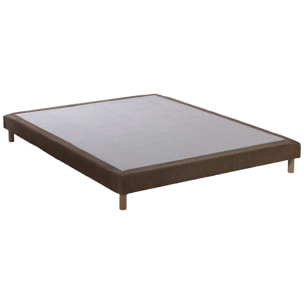 Ensemble matelas mousse HD SERENA + sommier, chenille bouclettes Moka