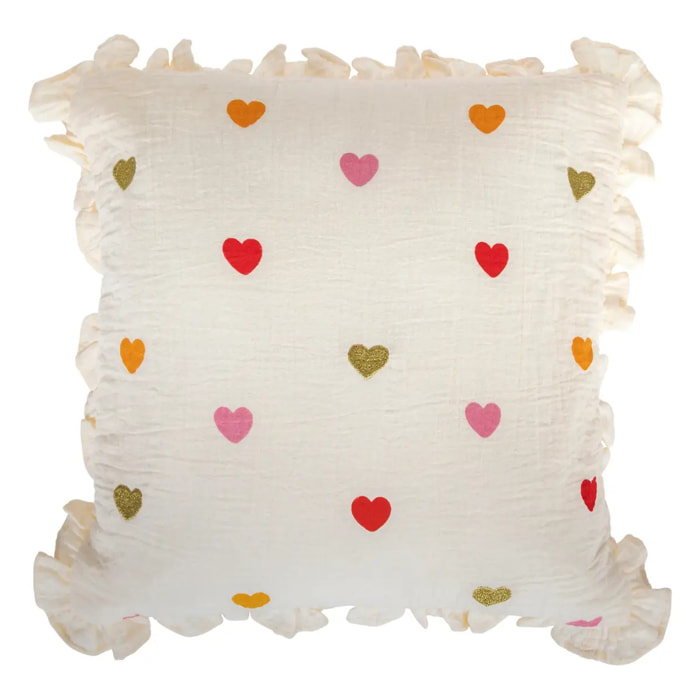 Coussin enfant amour Aina beige 40x40cm