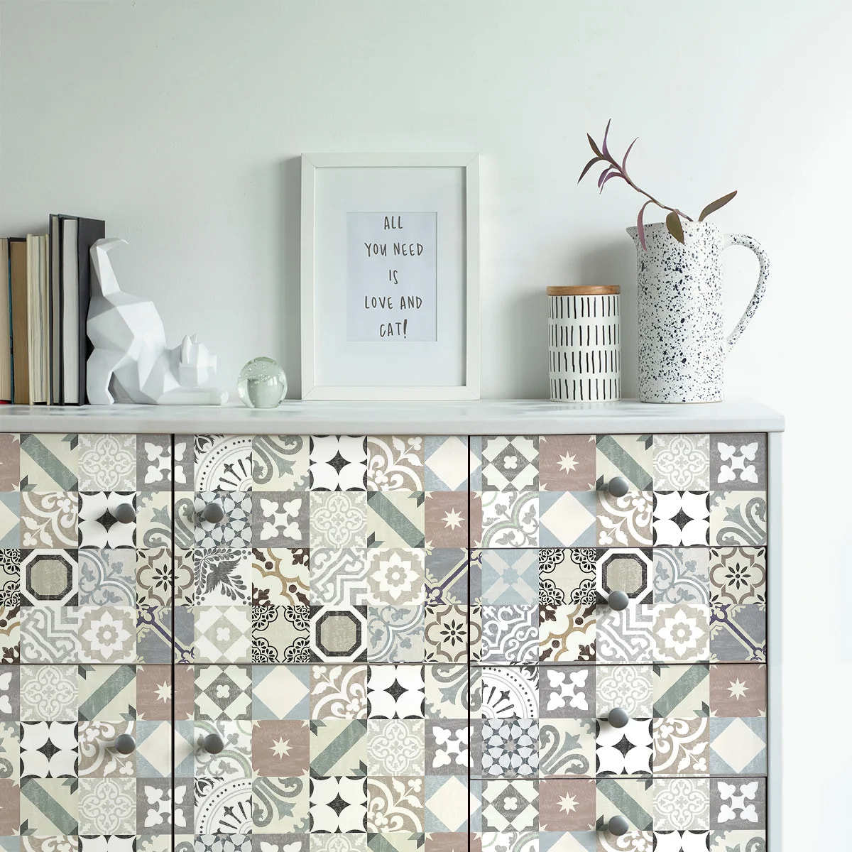 Sticker carrelage - Ambiance Sticker - 60 CARREAUX DE CIMENT MEUBLE AUTHENTIQUES ROMULDINO - 20x20cm