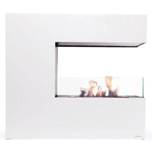 Chimenea de etanol de suelo en acero blanco y cristal templado NIOBE PURLINE