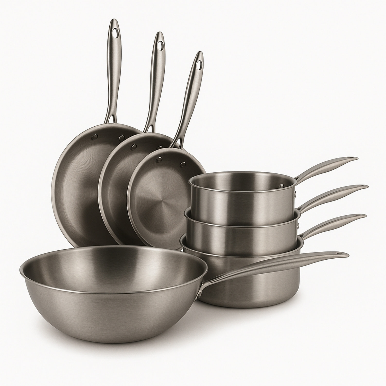 Batterie de cuisine 7 pièces en acier inoxydable - tous feux TRIPLY