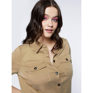 Fiorella Rubino - Camicia over in tencel - Beige