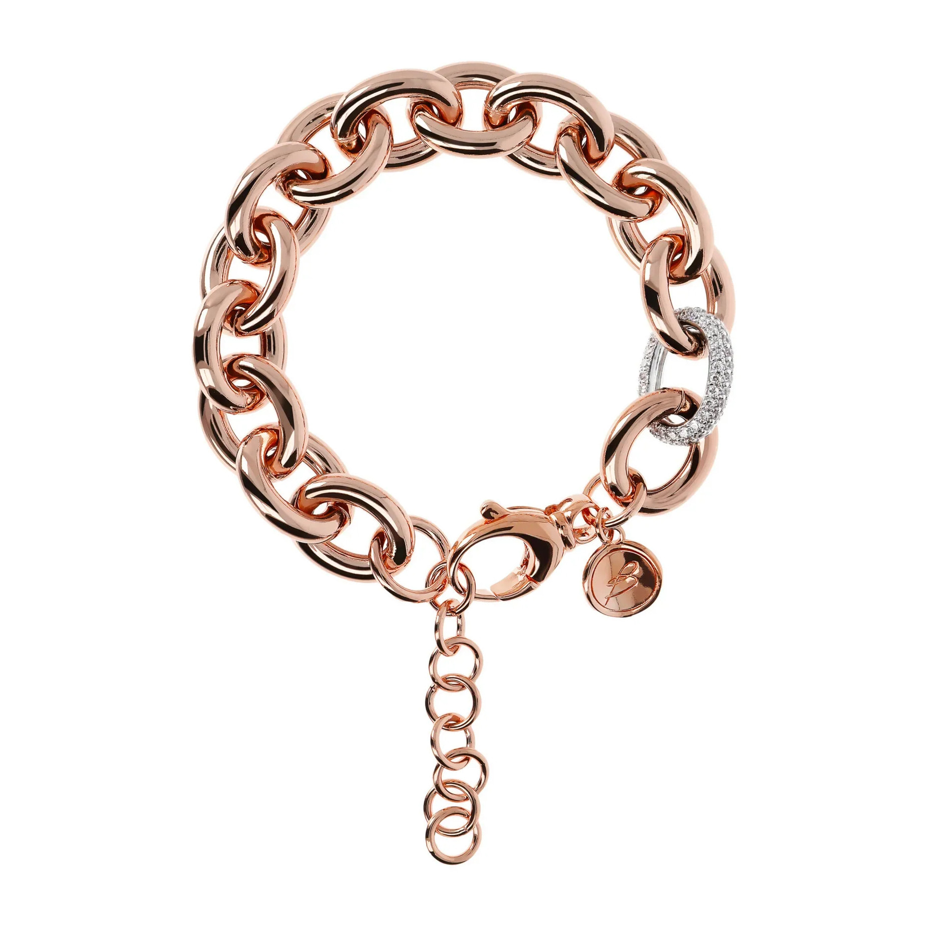 Bracciale Catena Rolo Maxi Maglie con Elemento Pavé in Spinello Nero