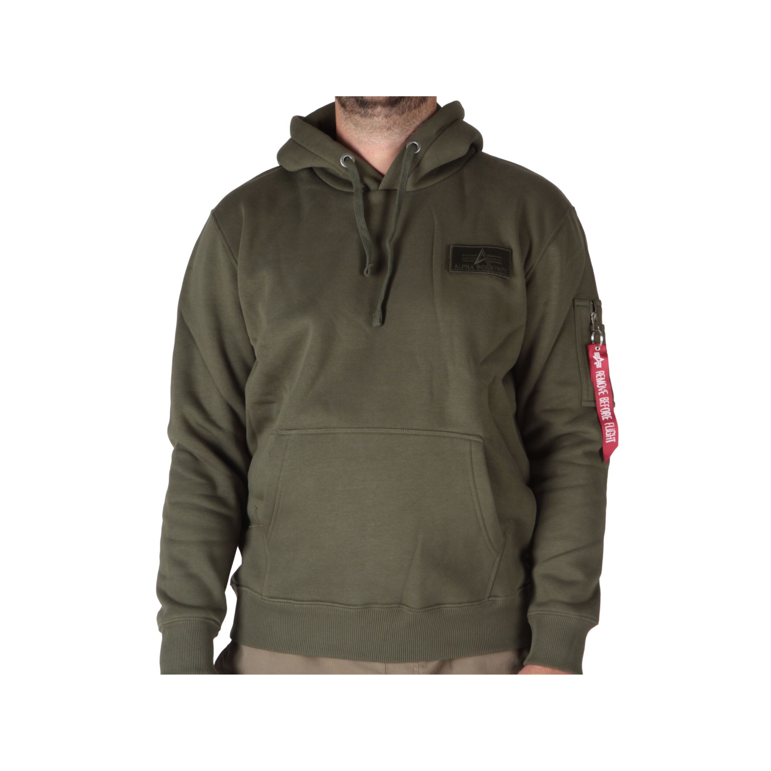 Felpe Alpha Industries Red Stripe Hoody Dark Green Verde