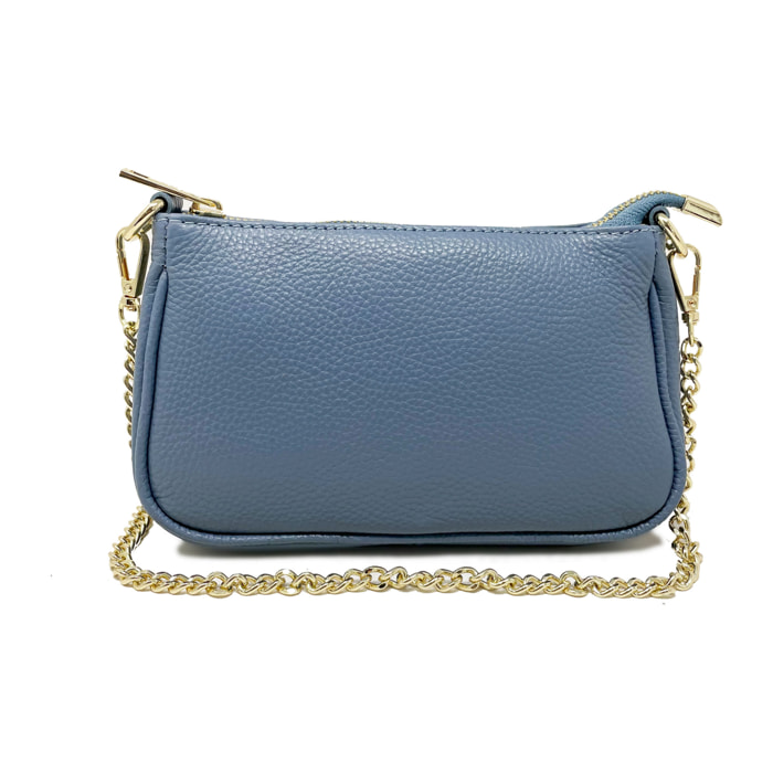 Chicca Borse - Tracollina Clutch Donna in Vera Pelle - Colore Carta Zucchero