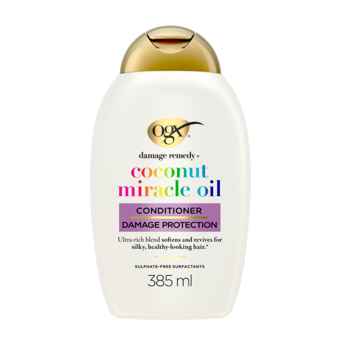 OGX Après-shampooing Extra Strength Damage Remedy Coconut Miracle Oil, 385ml – Après-shampooing fortifiant à l'huile de noix de