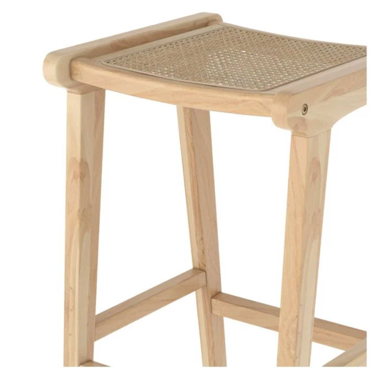 Tabouret pour îlot central 65 cm en teck et cannage - Omaha