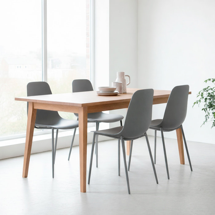 Set 4 Sedie Moderne Con Schienale Ergonomico In Polipropilene E Gambe In Metallo Cucina Sala Da Pranzo Soggiorno 87 x 53 x 49 Cm Grigio Scuro