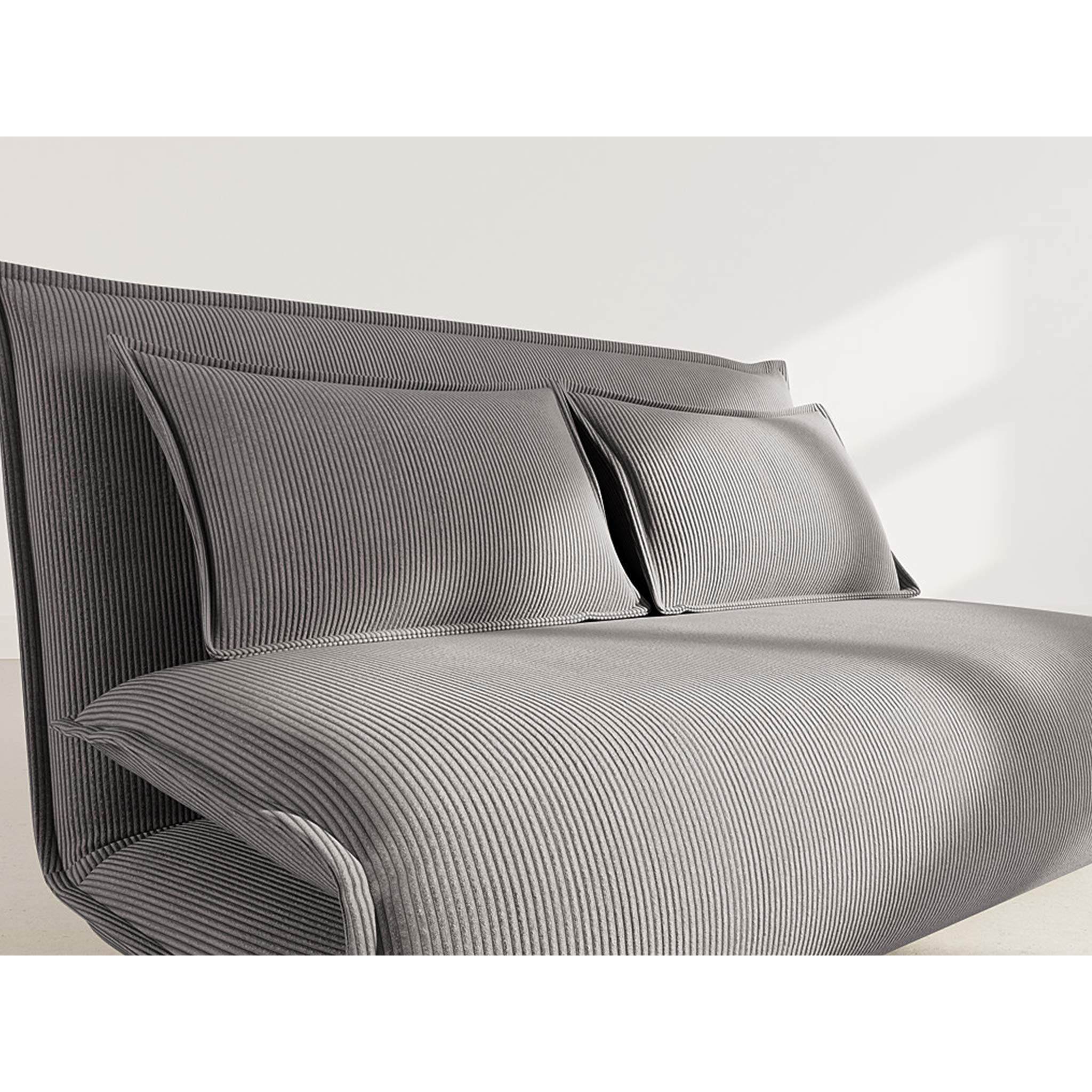 Candice - Banquette 2 places convertible clic-clac en velours côtelé - Gris foncé