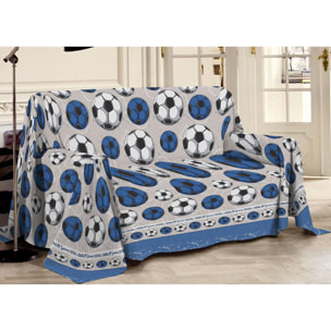 Telo Arredo Multiuso Copritutto 100% Cotone Calcio Blu