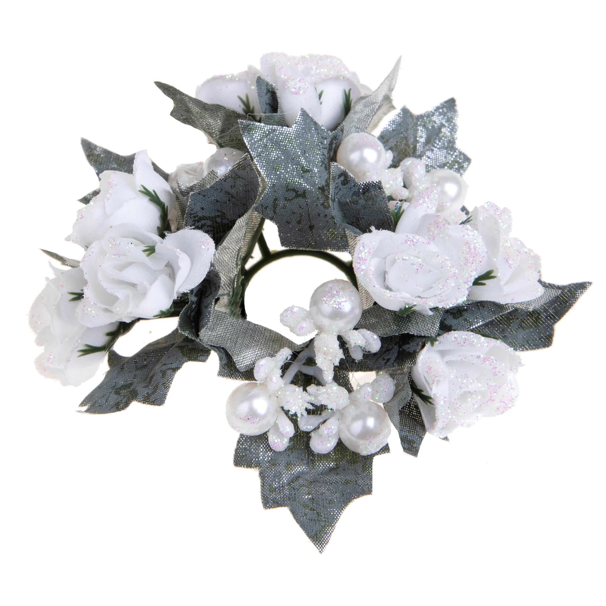 Girocandela rose con perle - Pezzi 24 - BIANCO - Bianchi Dino SpA